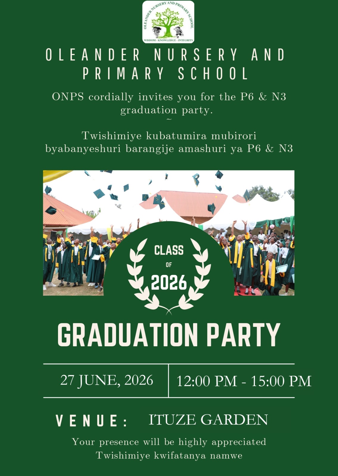 Graduation party invitation for P6 and N3 class of 2026