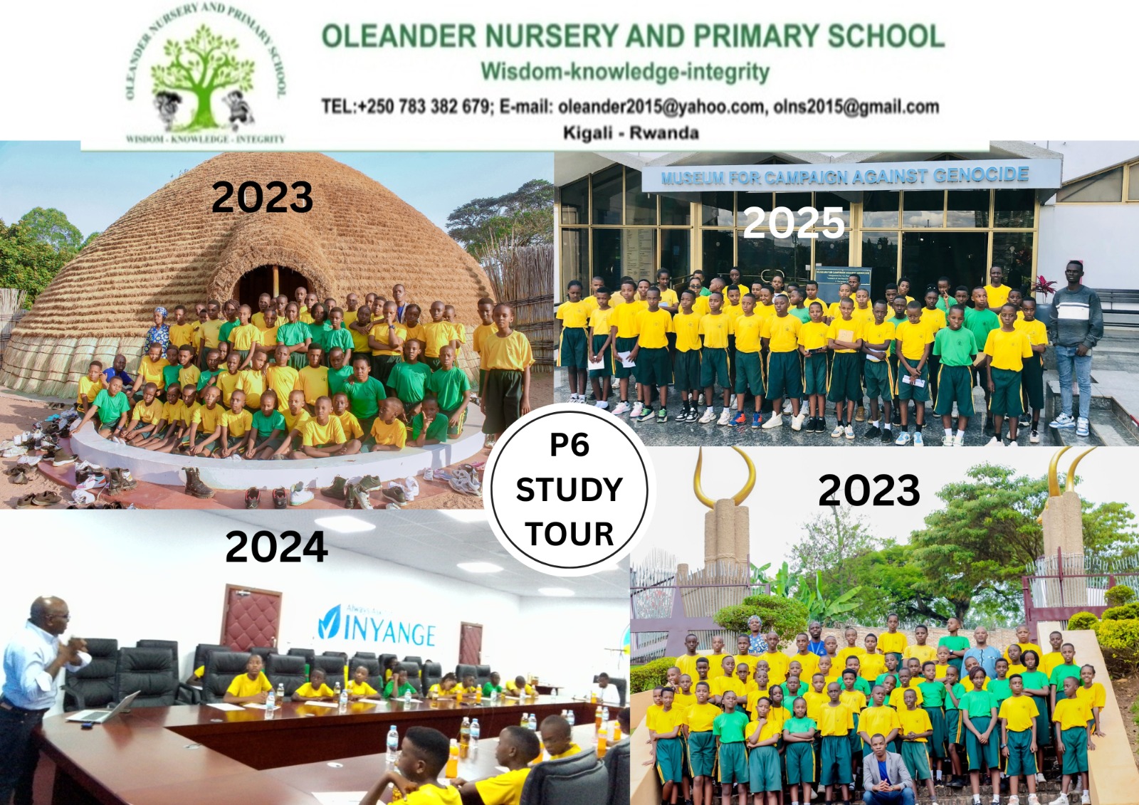 P6 study tour collage showing Oleander pupils on study visits